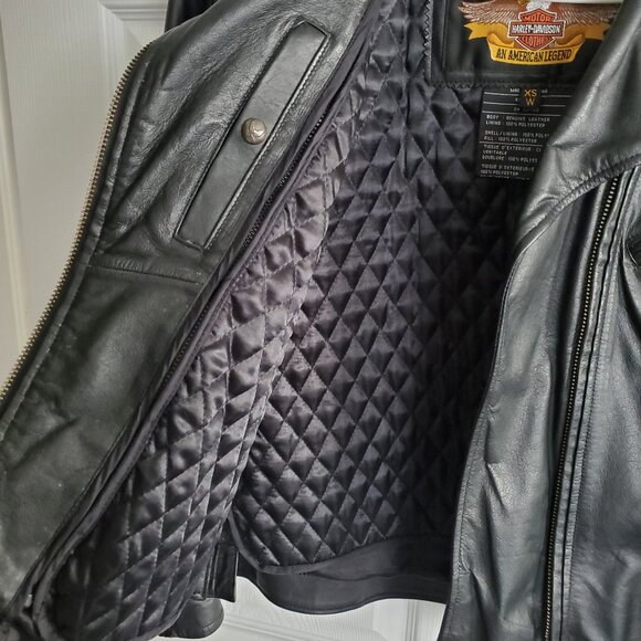 Women's Super Cute Harley-Davidson® Black Leather Biker Jacket - Picture 2 of 5